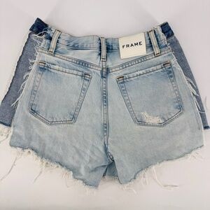 Frame Alterior of Denim Distressed Denim High Rise Duo Tone Shorts